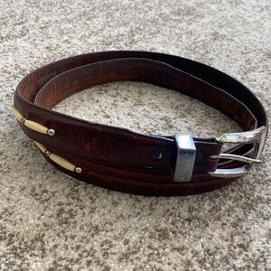 Onyx by Brighton Toronto Taper Leather Belt Brown 44